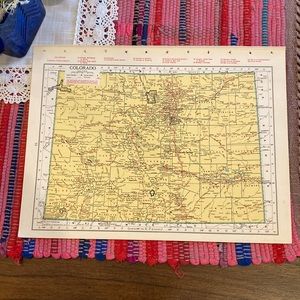 1949 Colorado/Connecticut Map Ready to Frame 9 1/4” x 12 1/4” with Railro…